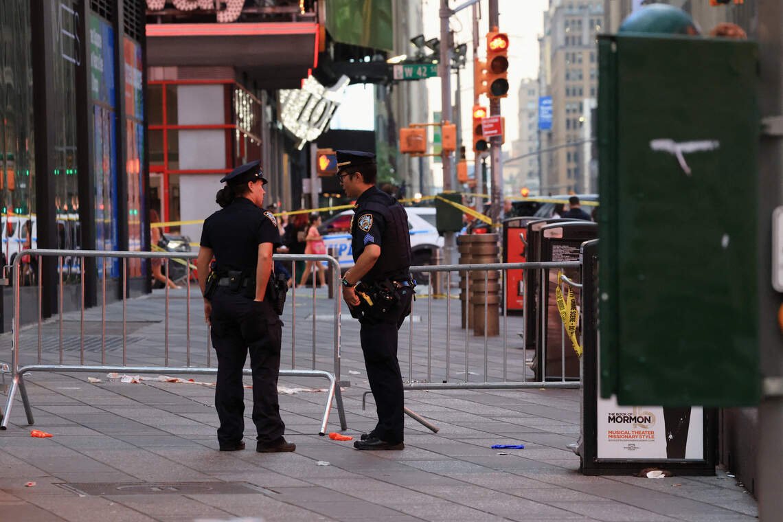 Scene of a shooting in Times Square, in New York City